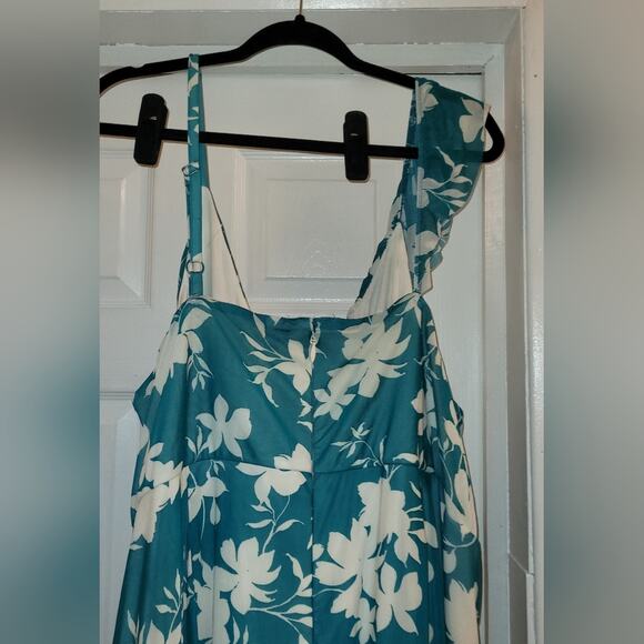 Torrid Green Floral One-Shoulder Ruffle Dress. Size 5X Boho Cottagecore Vacation - Picture 6 of 10